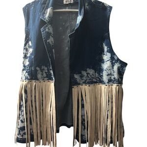 Denim Crazytrain Fringe Vest